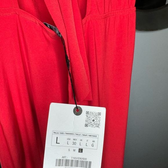 NWT Zara Woman Red Fluid Back Knot Dress Size L Large - Picture 7 of 10